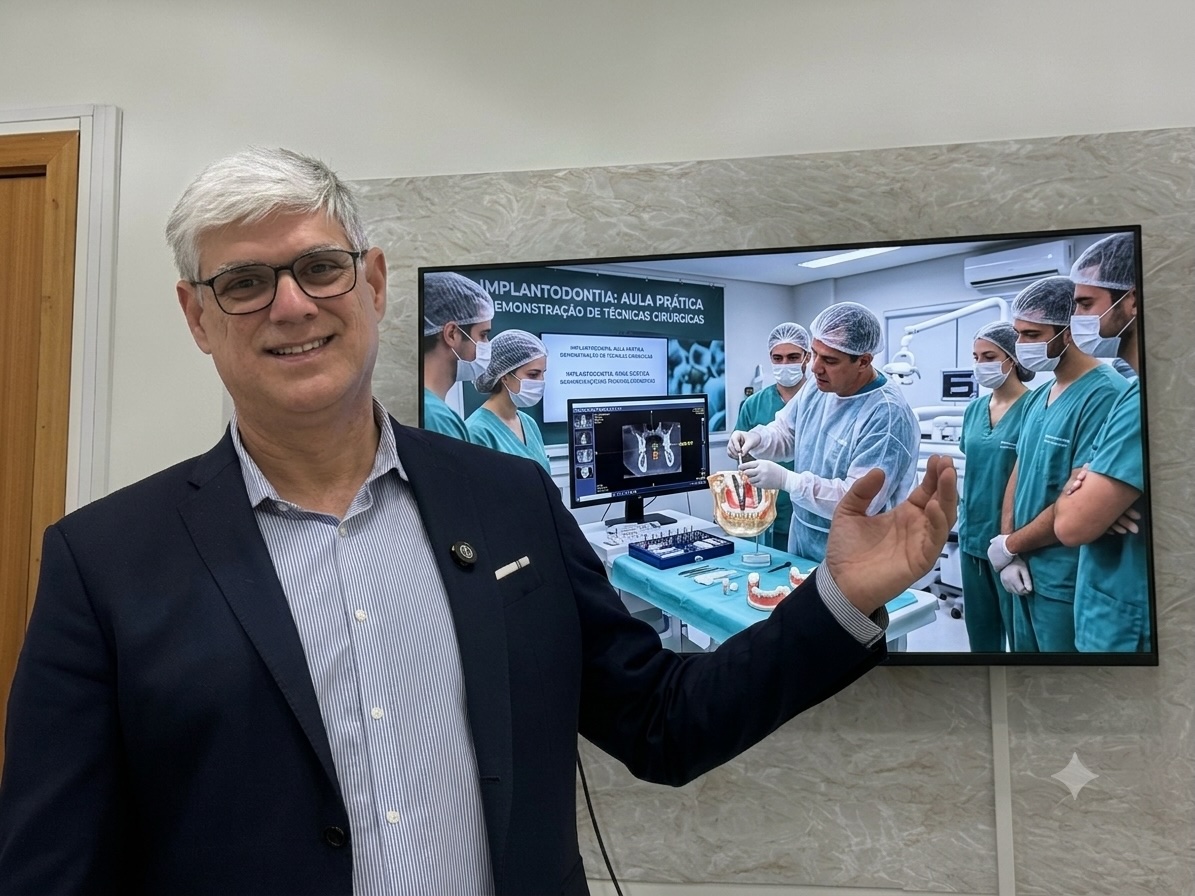 Dr. Elton Dias em aula de implantologia — Instituto Porto Smile