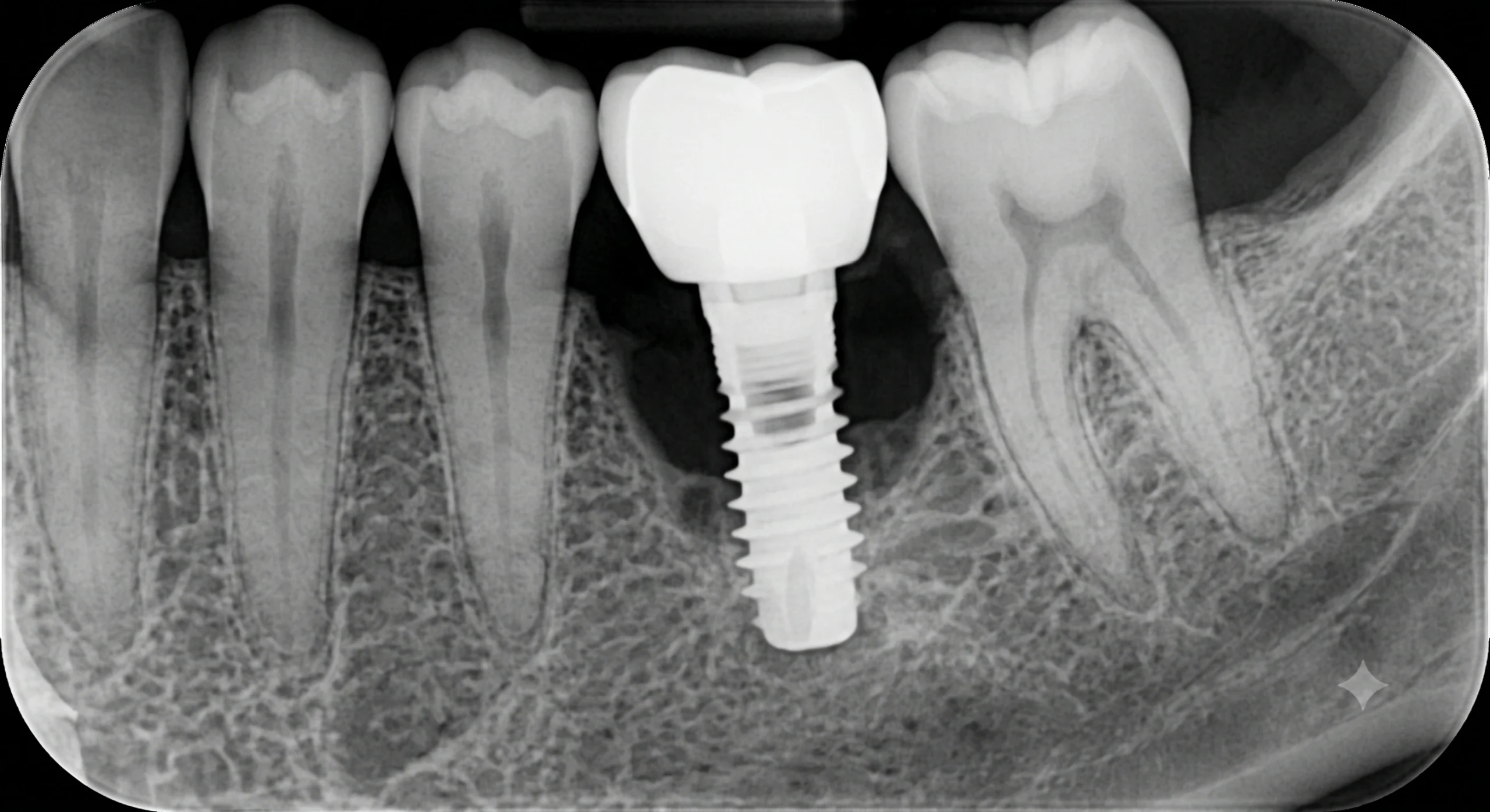 Sondagem periimplantar com sonda UNC-15 mostrando bolsa profunda e hemorragia no sulco — diagnóstico de periimplantite
