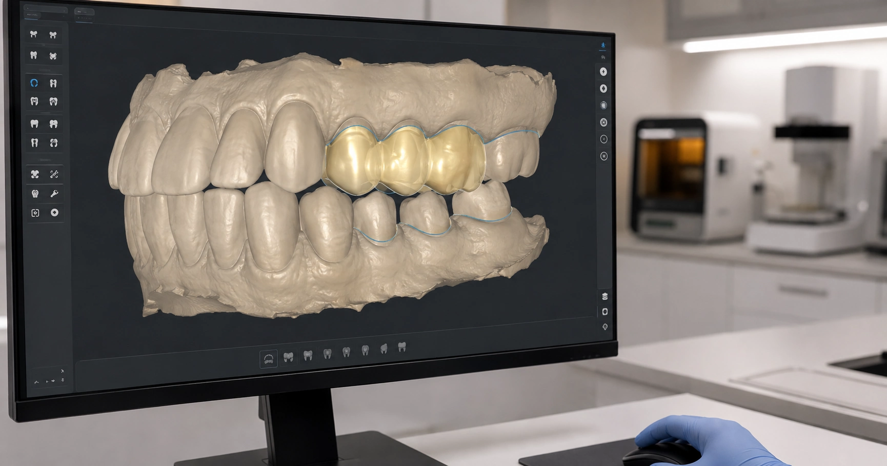 Mock-up digital exportado como referência para o desenho protético no laboratório