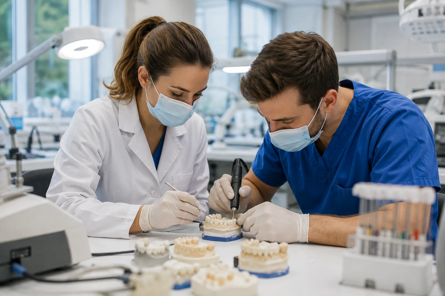Auxiliar de laboratório de prótese dentária em formação no Instituto Porto Smile